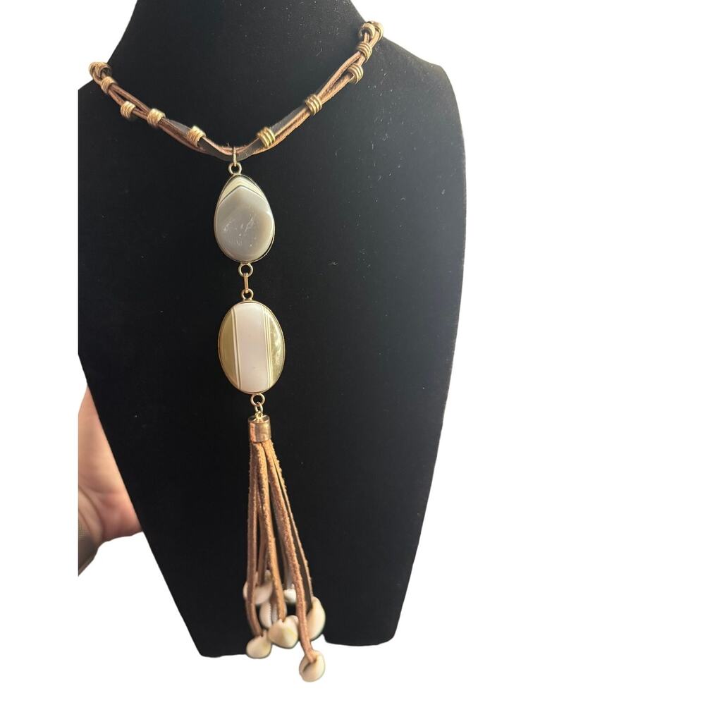 VTG Lot Of 5 Beaded Statement Necklaces One Chicos One Owl‎ Shells Brown Tones - Picture 8 of 12